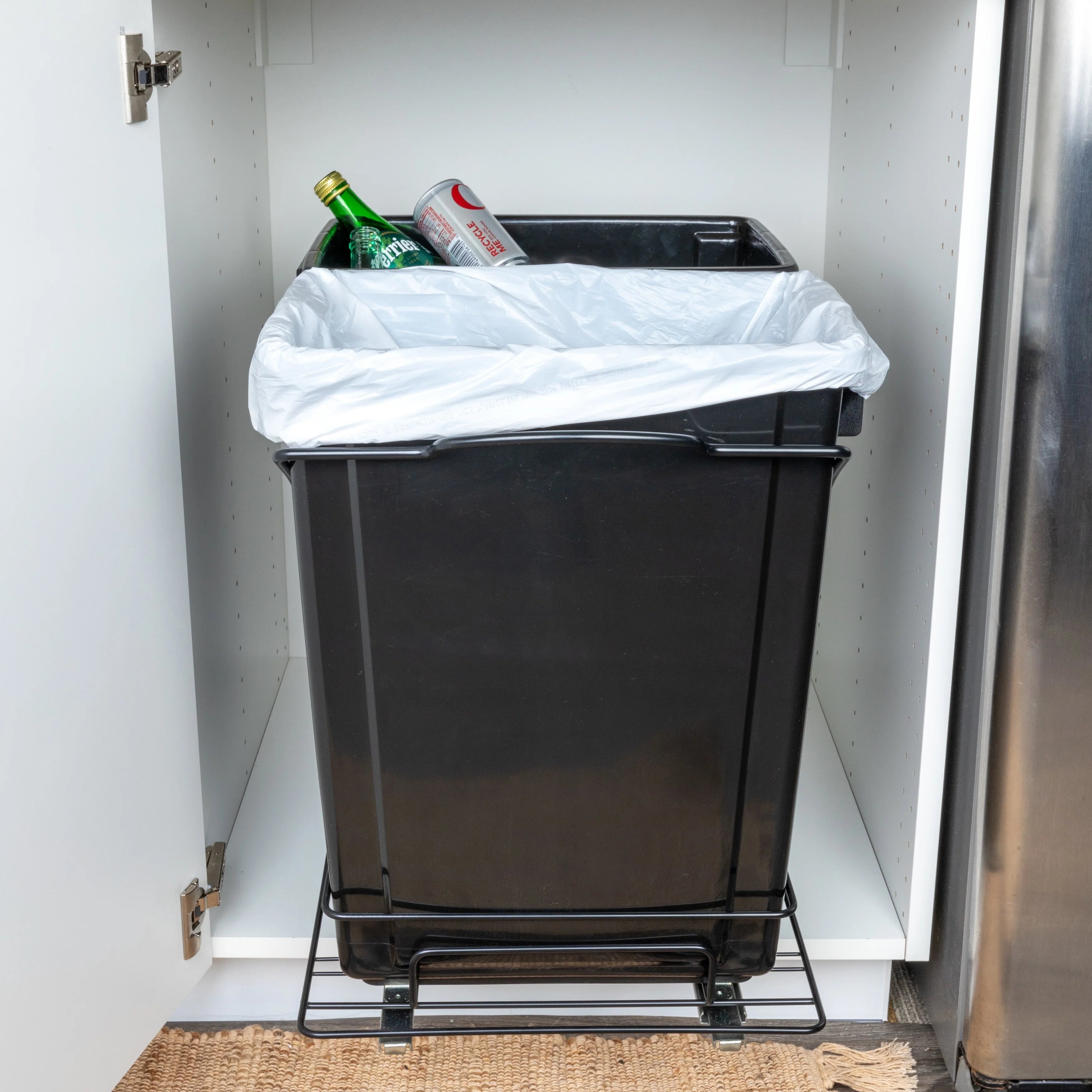 Household Essentials Chrome-Plated Steel Pull-Out/Slide-Out Double Trash Cans