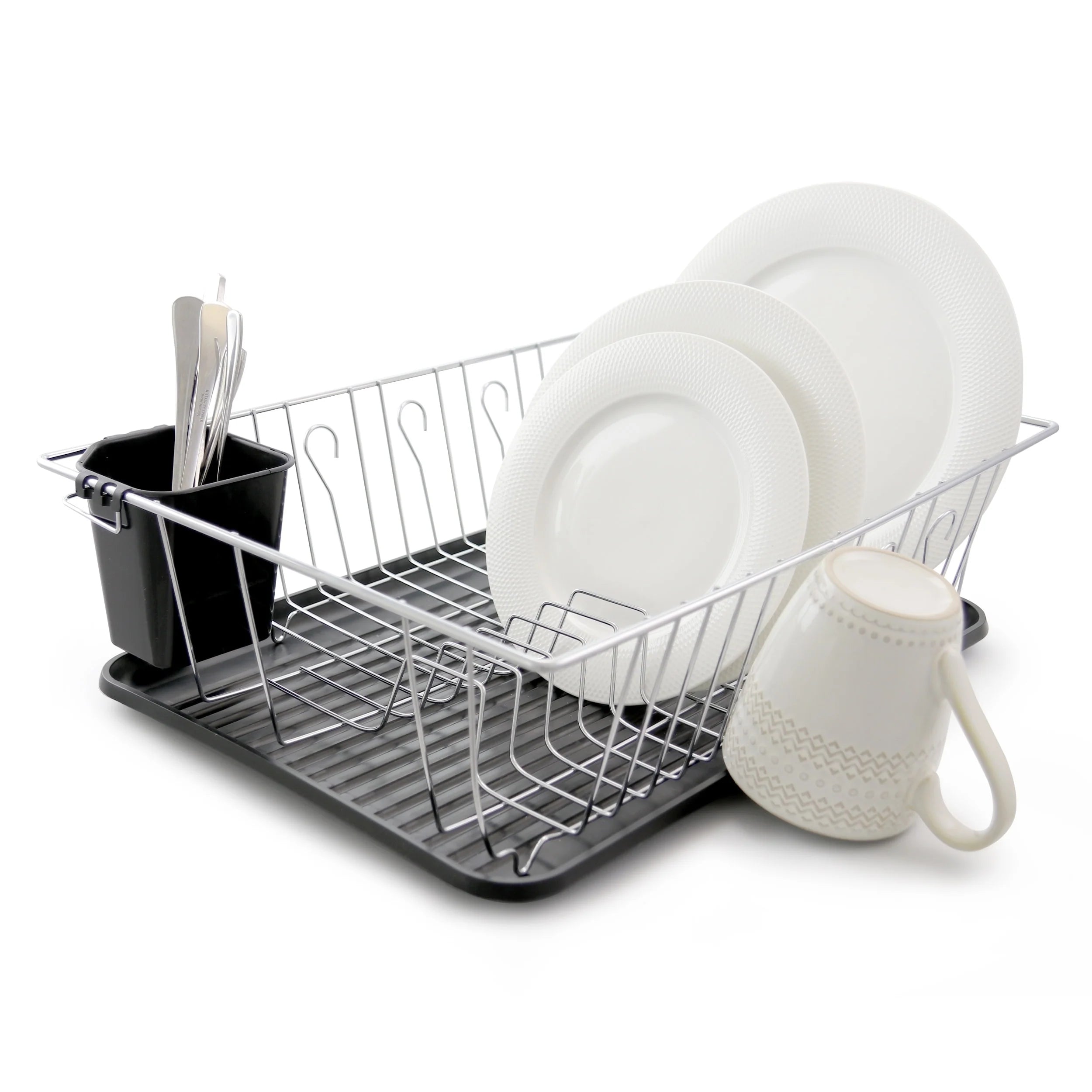 MegaChef 16in Kitchen Basics Chrome Plated Countertop Dish Drying Rack