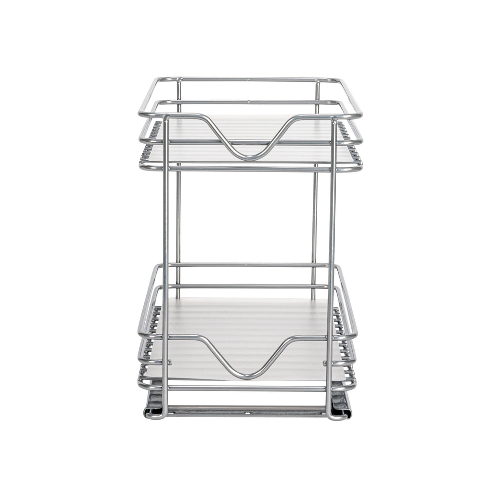 Household Essentials 2-Tier Brushed Nickel Spice Rack Organizer, Sliding Pantry Organizer