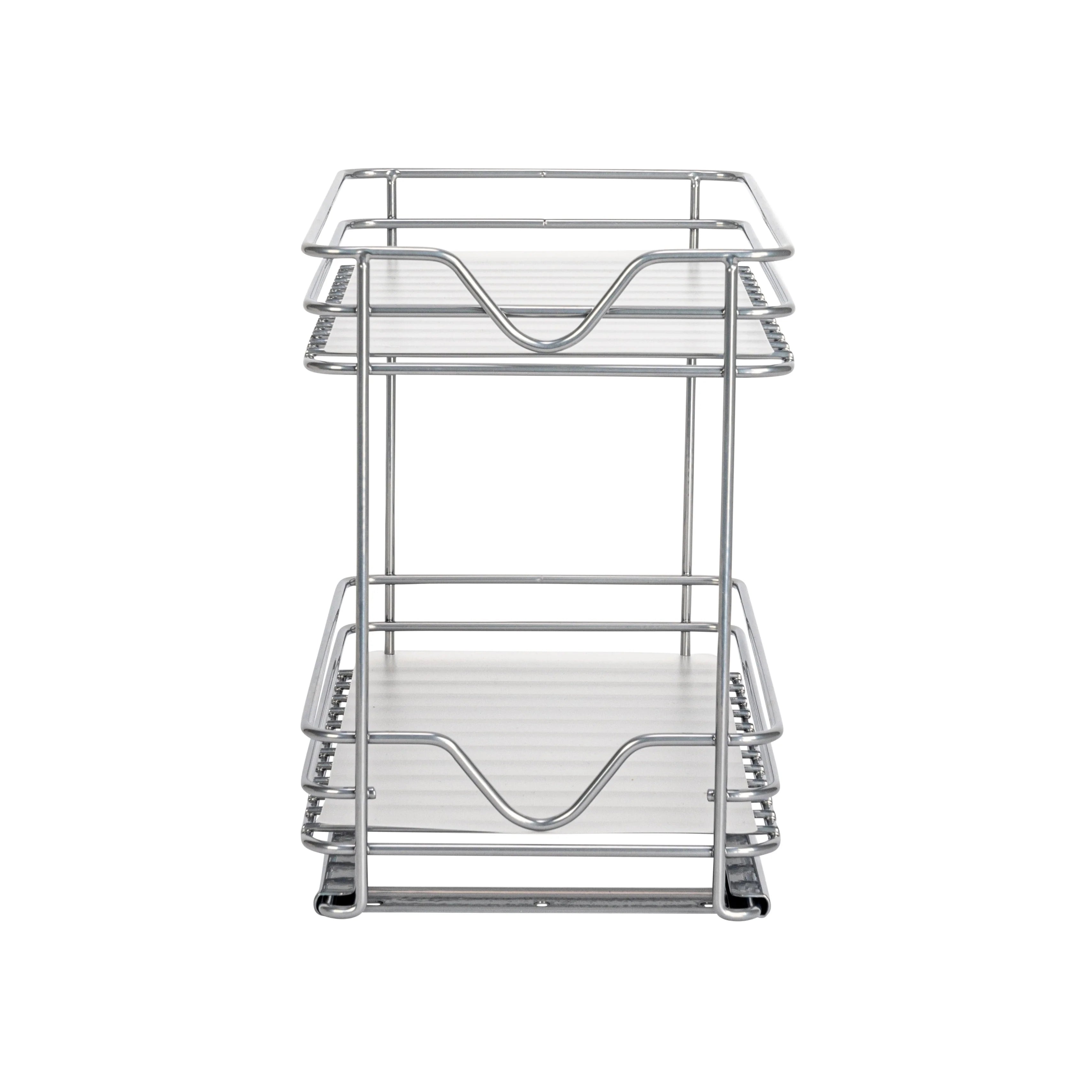 Household Essentials 2-Tier Brushed Nickel Spice Rack Organizer, Sliding Pantry Organizer