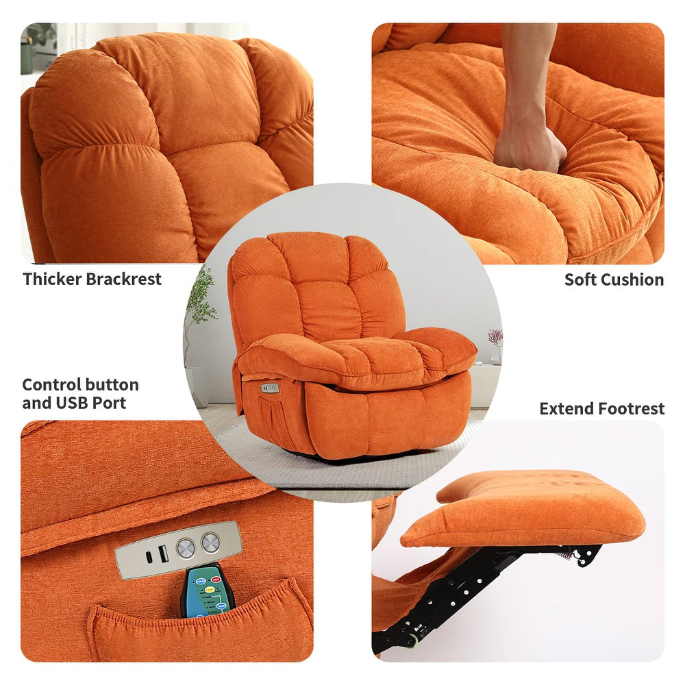 🔥 Heated Massage Power Recliner Chair – 8-Point Massage, 270° Swivel, Rocking & USB-C Charging