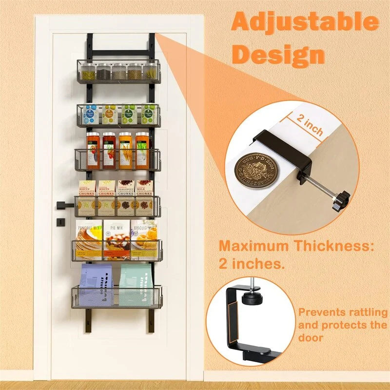 6-Tier Adjustable Metal Hanging Spice Rack - 5.31"D x 13.77"W x 52.8"H