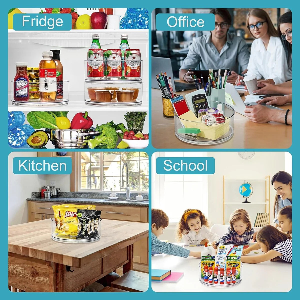 Sorbus Lazy Susan Organizer Rotating Set for Refrigerator Turntable Fridge Pantry Cabinet Table Makeup - Set of 3