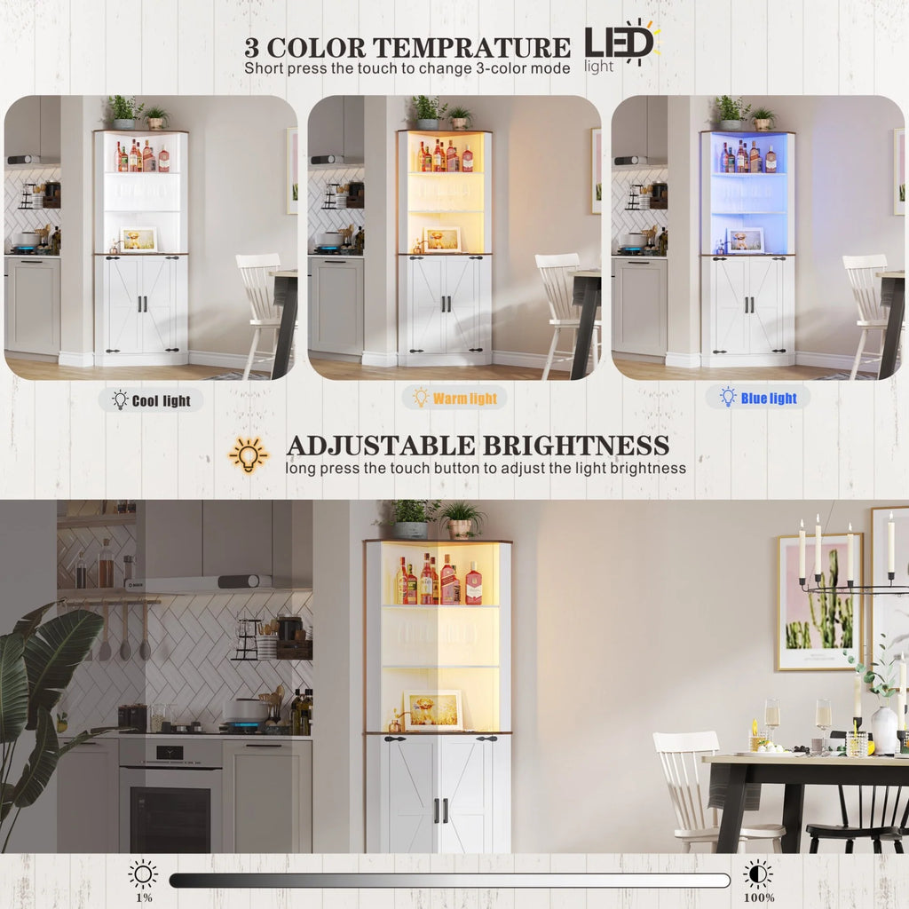 66" Tall Corner Cabinet With Led Light