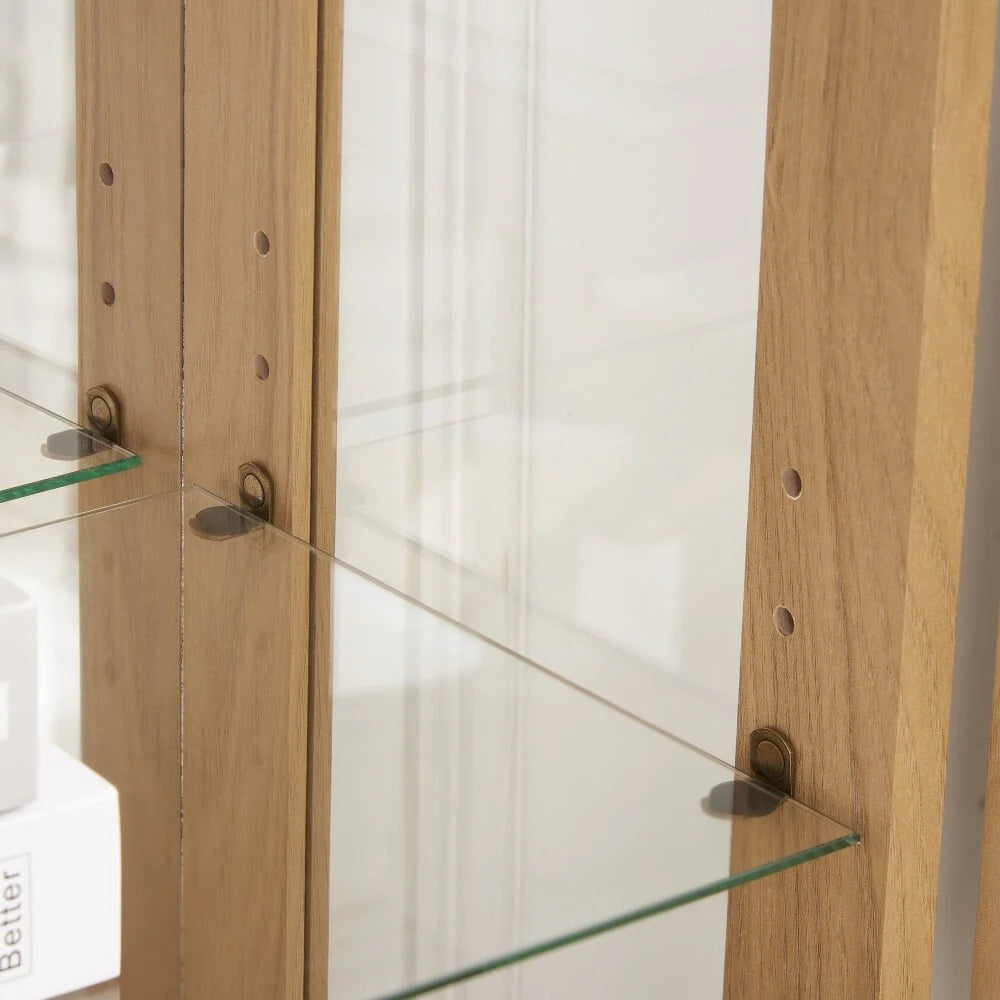 Curio Cabinet with Tempered Glass Doors and Adjustable Shelves Light Bulb Included