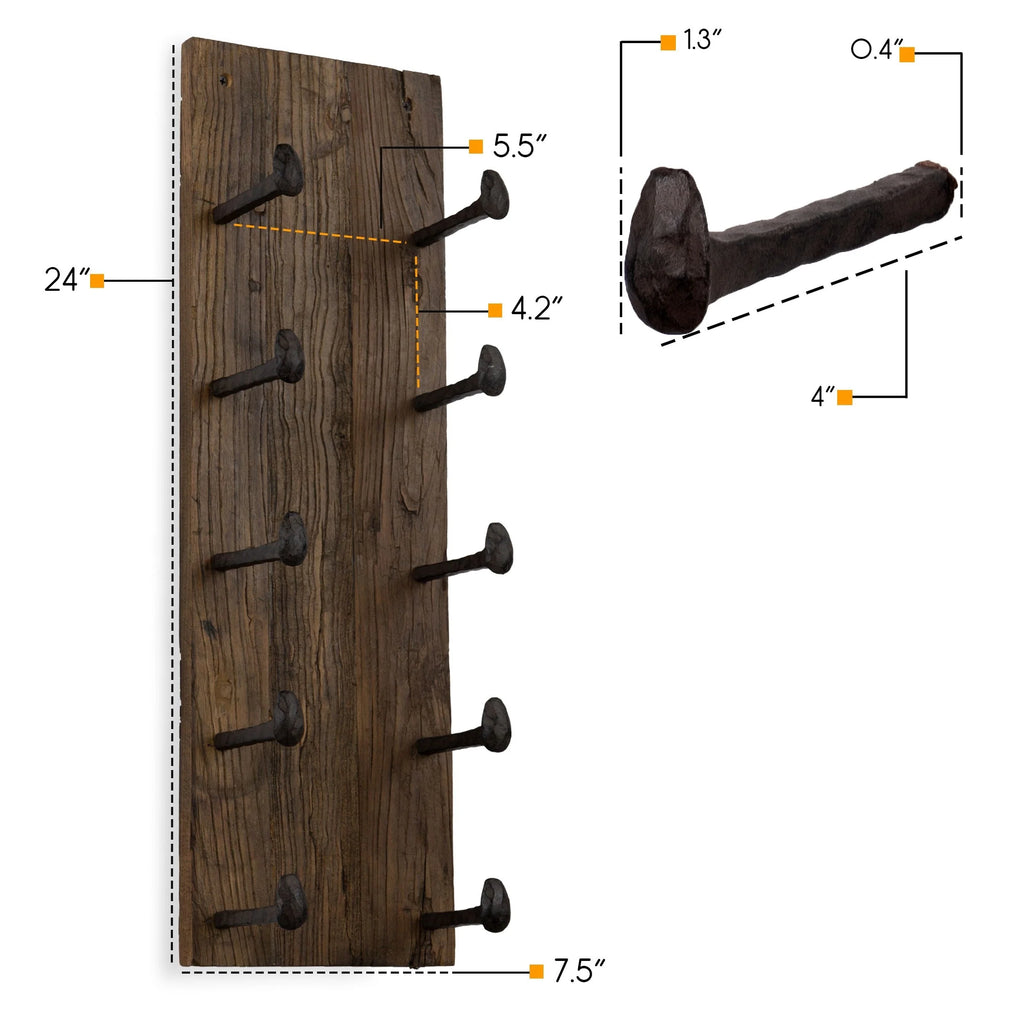 Rustic State 5 Bottle Wood Wall Mounted Wine Bottle Rack in Walnut
