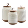 Tabletops Gallery 3PC Ziggy Canisters with Acacia Wood Lid