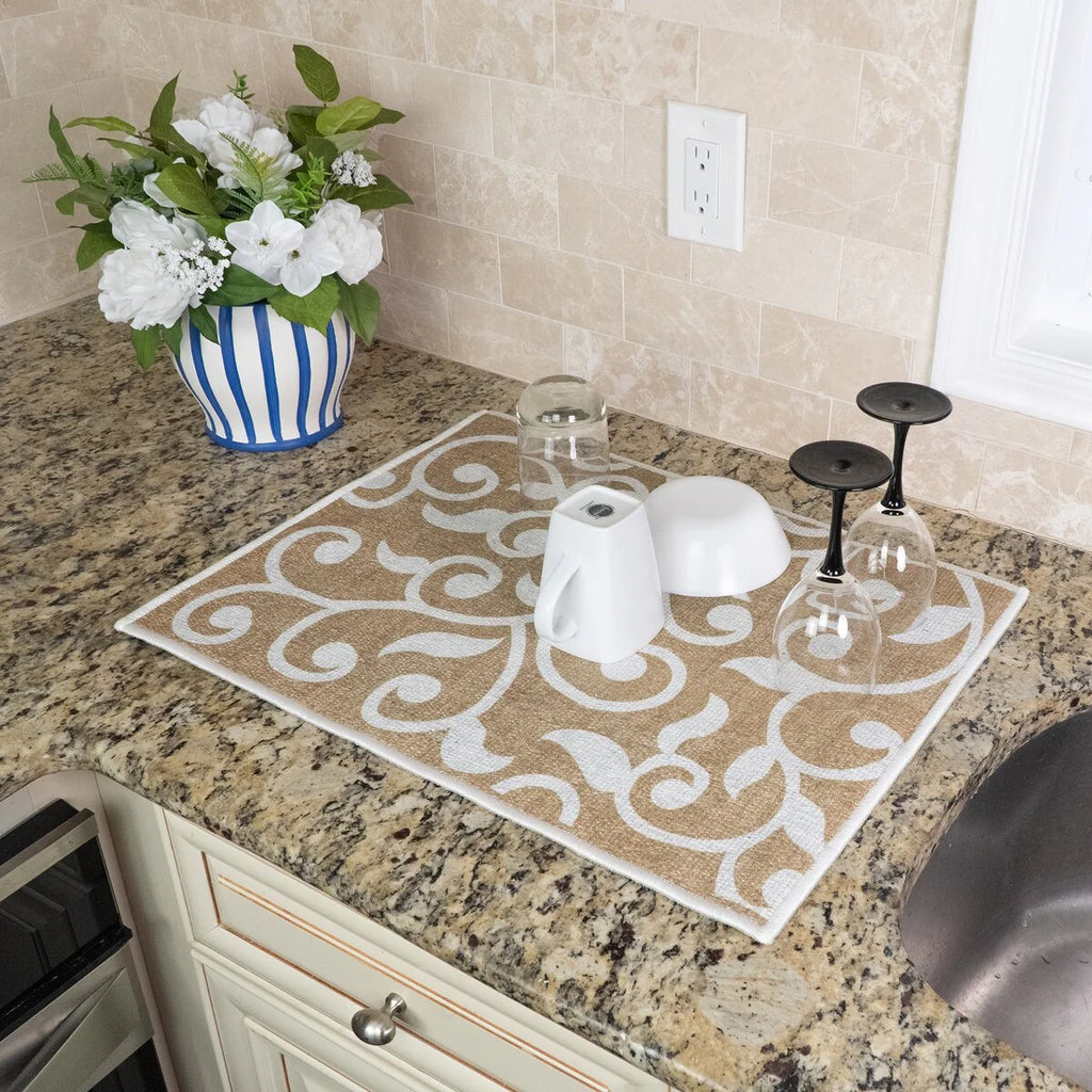 Large Dish Drying Mat for Kitchen Counter - Super-Absorbent Washable Cotton Large Baby Bottle Dryer Pad - Highly Absorbent Ultra