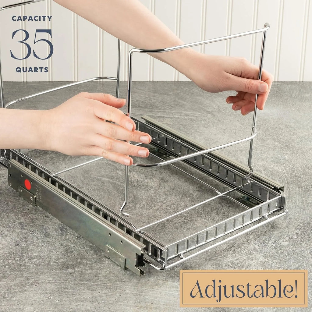 Hold N' Storage Pull Out Trash Can Under Cabinet - Trash Can Not Included, Heavy Duty
