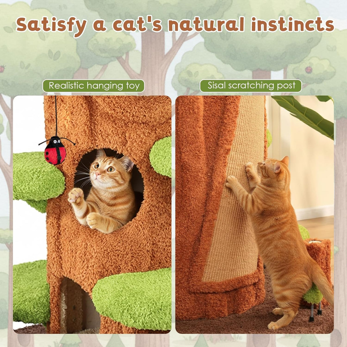 🌲🐱 230cm Tall Magic Forest Cat Tree – Extra Large Multi-Level Cat Condo for Large Cats