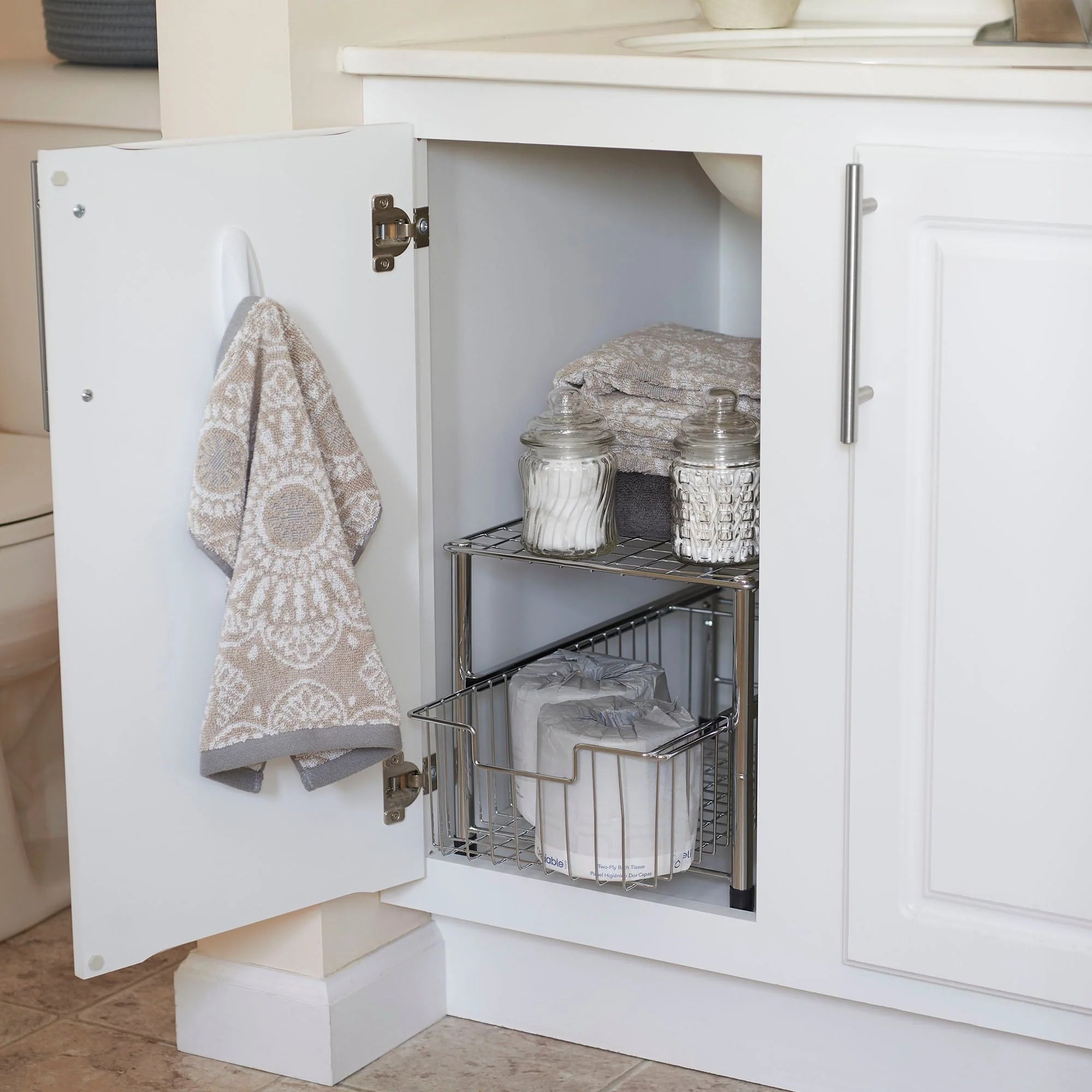 Household Essentials Silver Free Standing Pull Out Cabinet Organizer Shelf