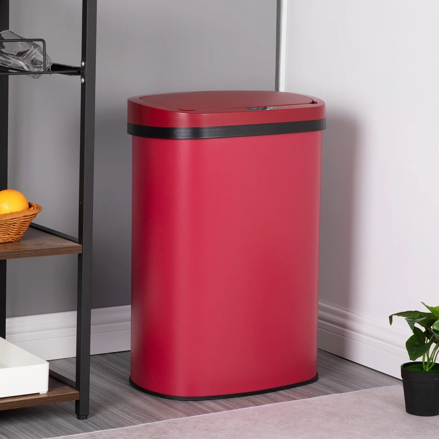 Motion Sensor 13 Gallon 50 Liter Stainless Steel Odorless Slim Trash Can by Furniture of America
