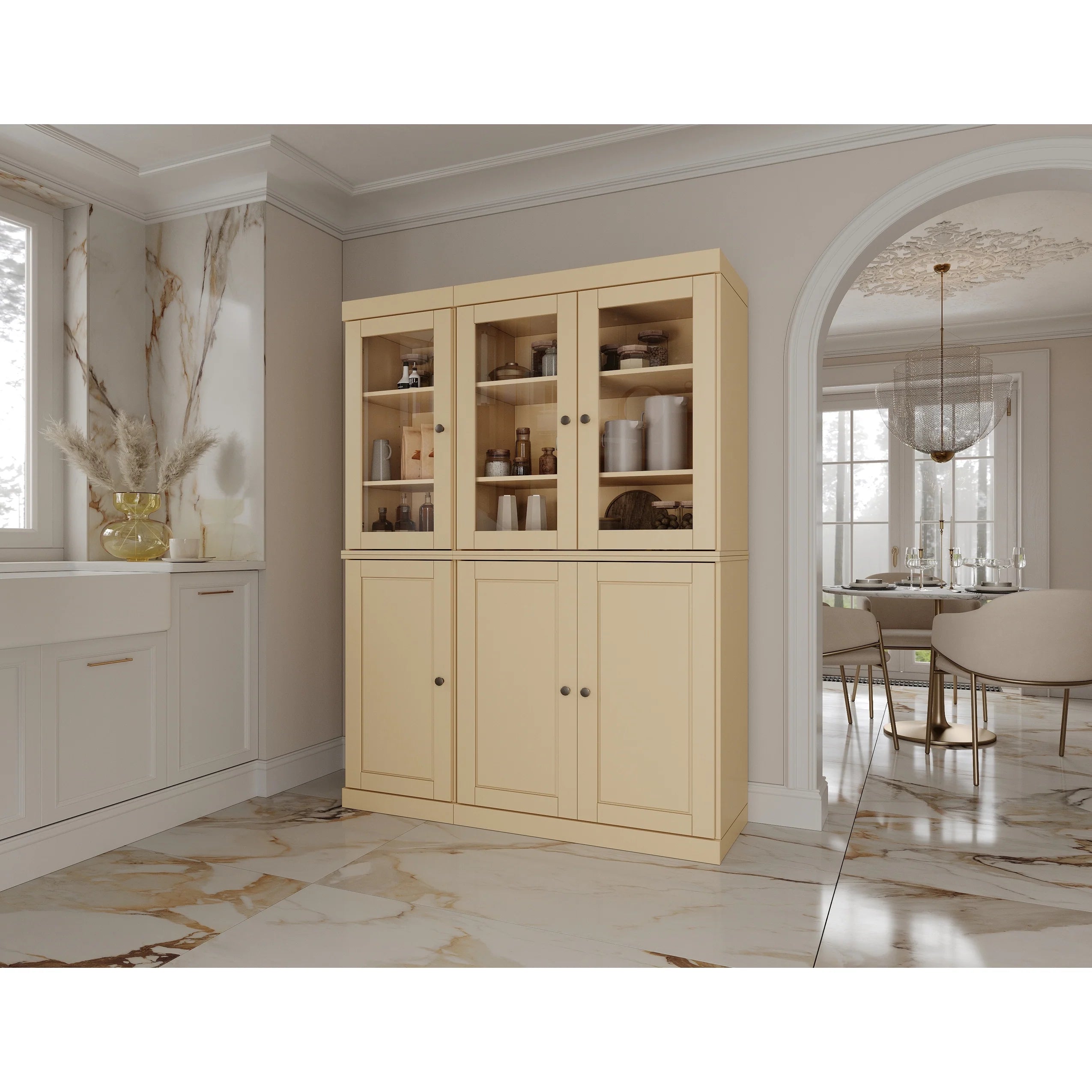 Palace Imports 100% Solid Wood 48.5" China Pantry Cabinet with Solid or Clear Glass Doors and Adjustable Shelves - 48.5" x 71.5"
