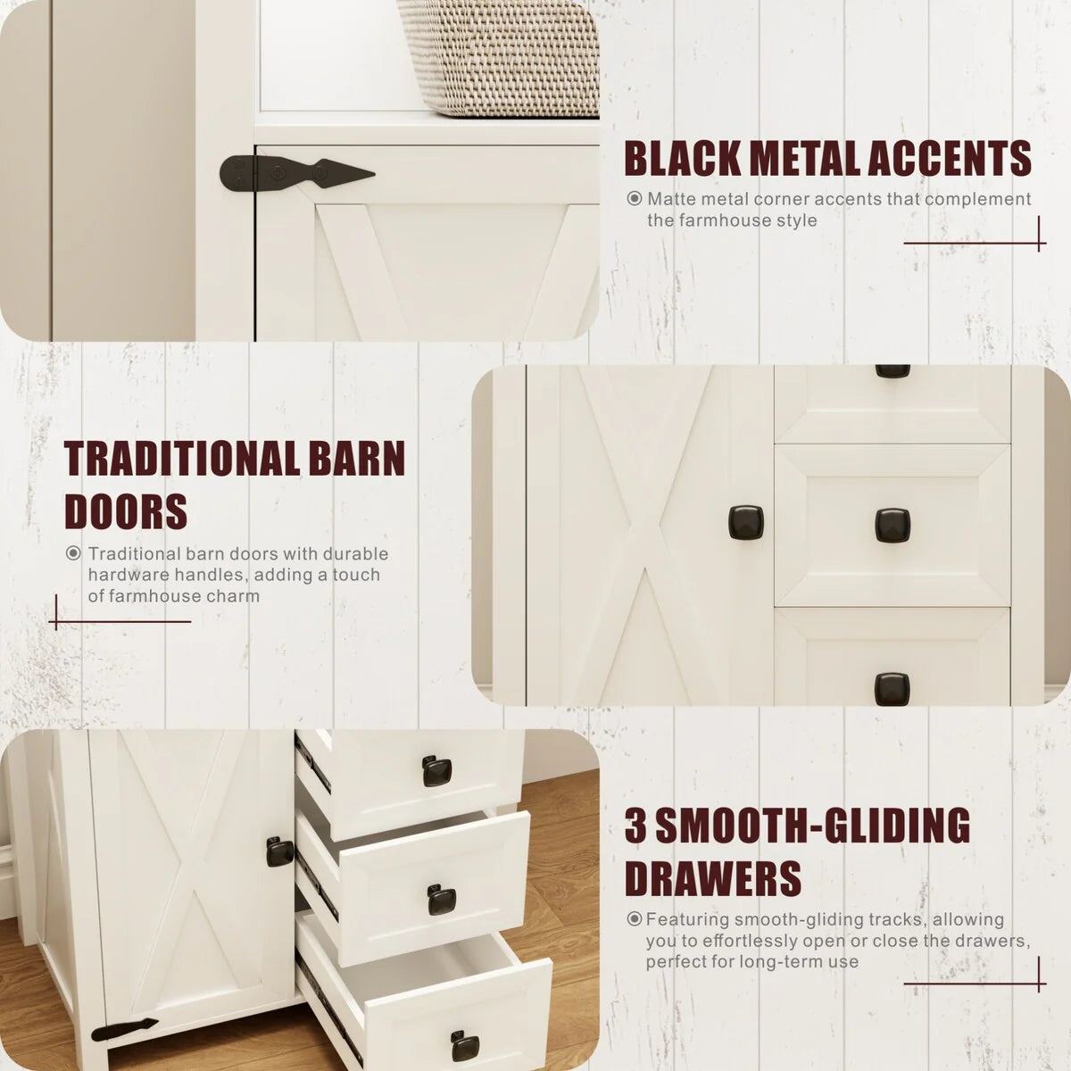 23.62"Accent Cabinet with drawers and storage - N/A