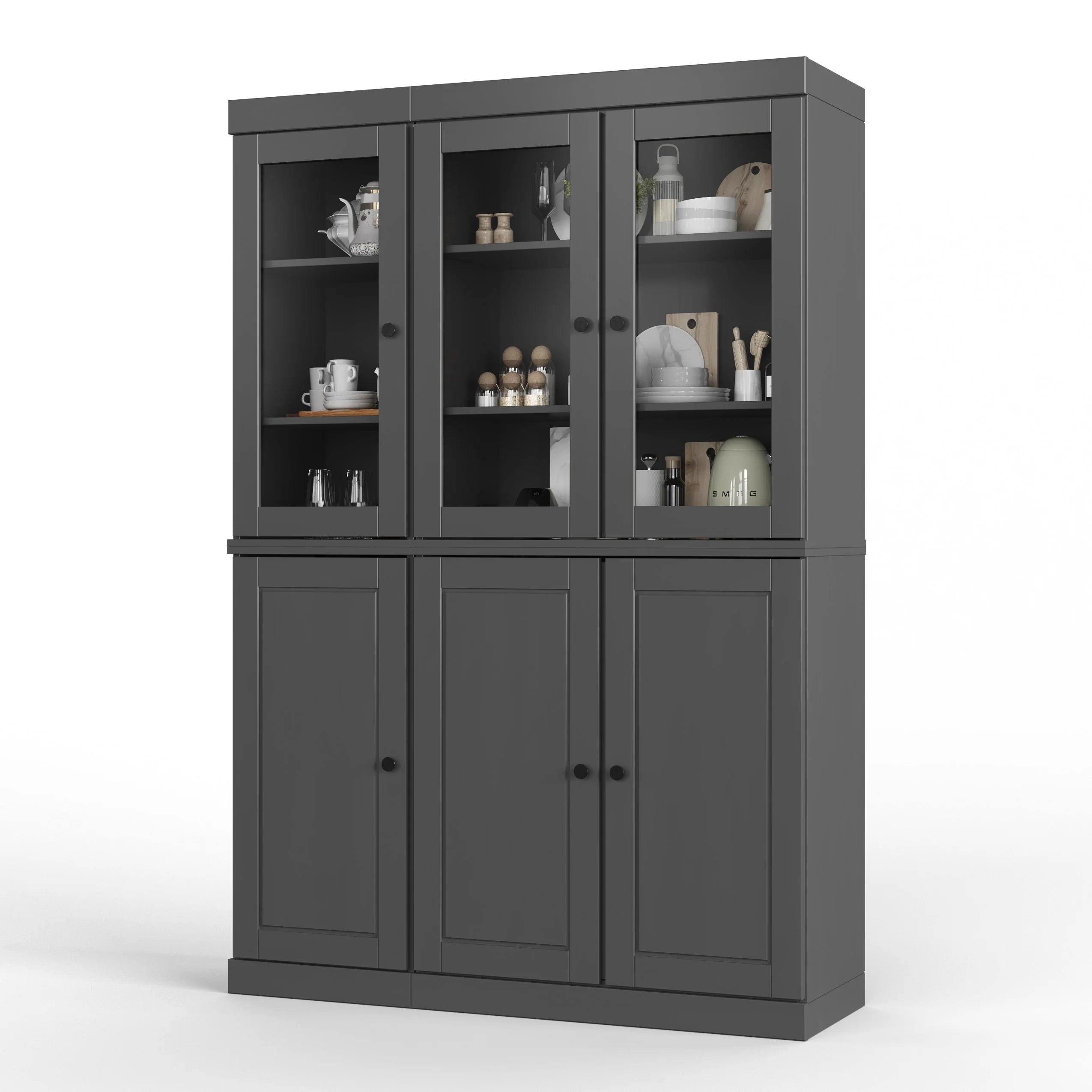 Palace Imports 100% Solid Wood China Pantry with Glass or Solid Wood Doors and 2-Drawers - 48.5" x 71.5"