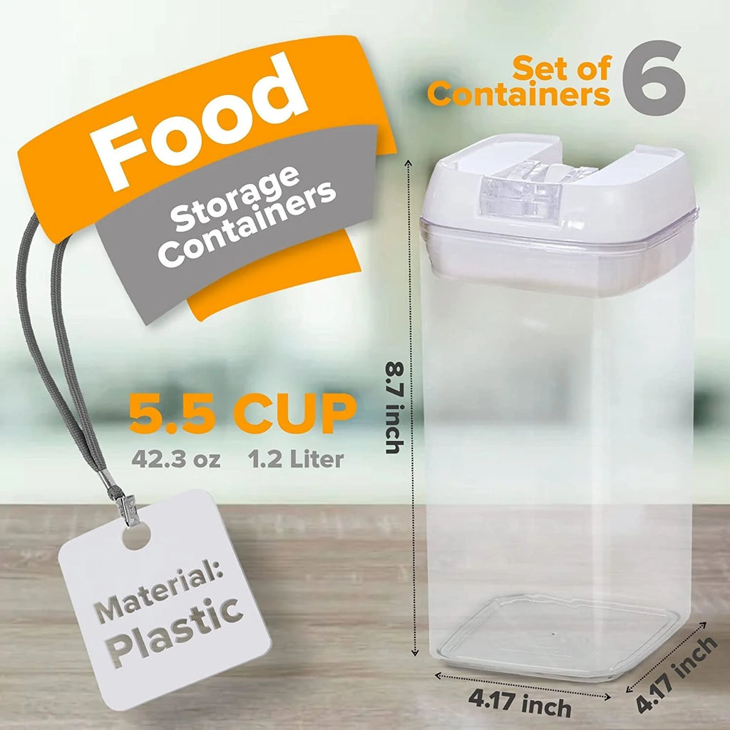 Cheer Collection Set of 6 Uniform Size Airtight Food Storage Containers