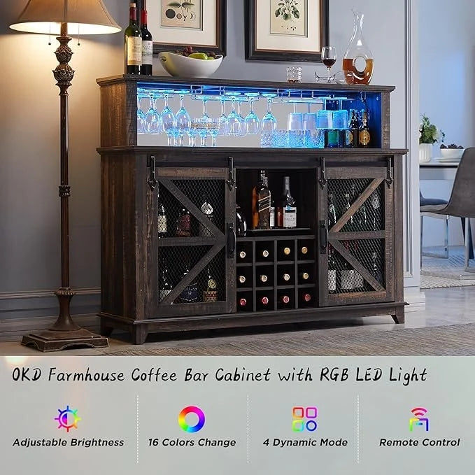 Farmhouse Coffee Bar Cabinet, Wine Bar Cabinet, Kitchen Buffet Cabinet