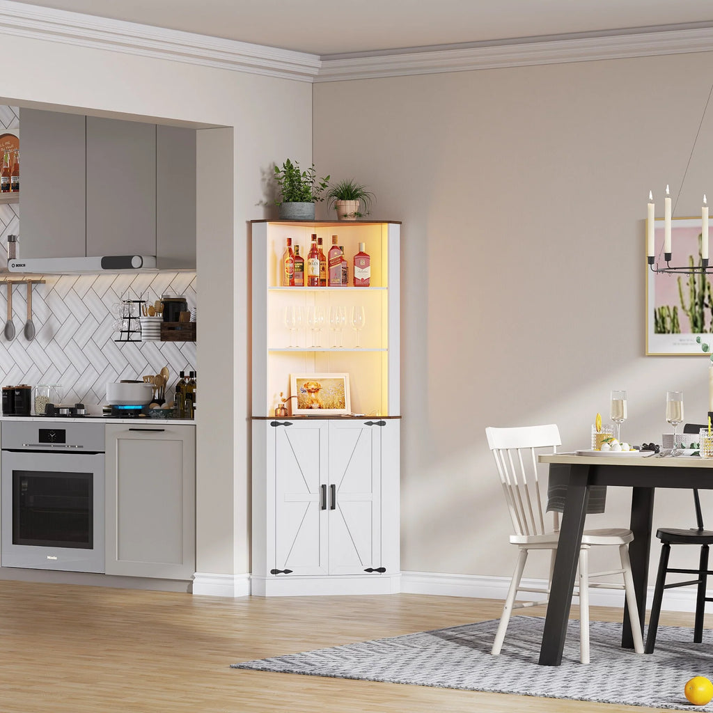66" Tall Corner Cabinet With Led Light