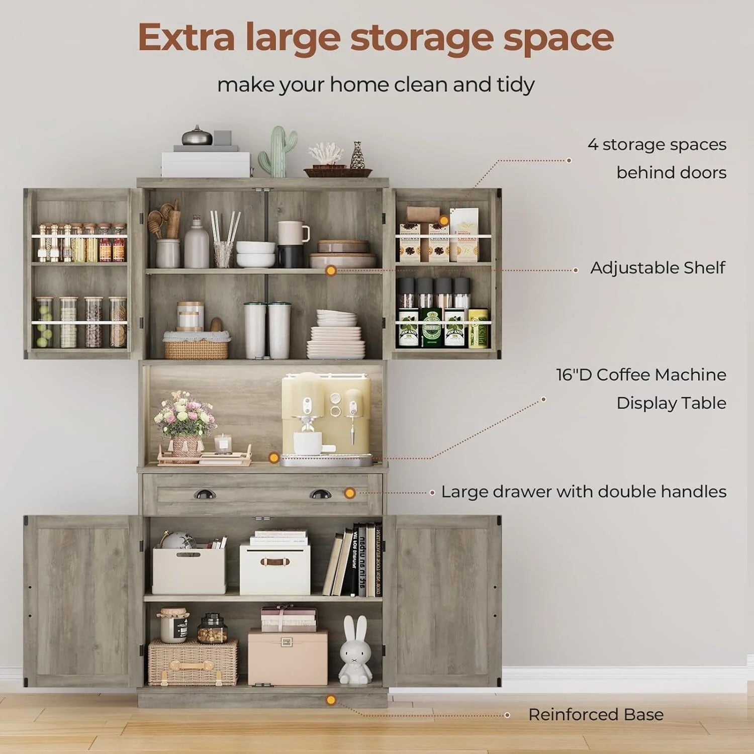 Farmhouse Kitchen Storage Cabinet Pantry Cabinet Home Bar