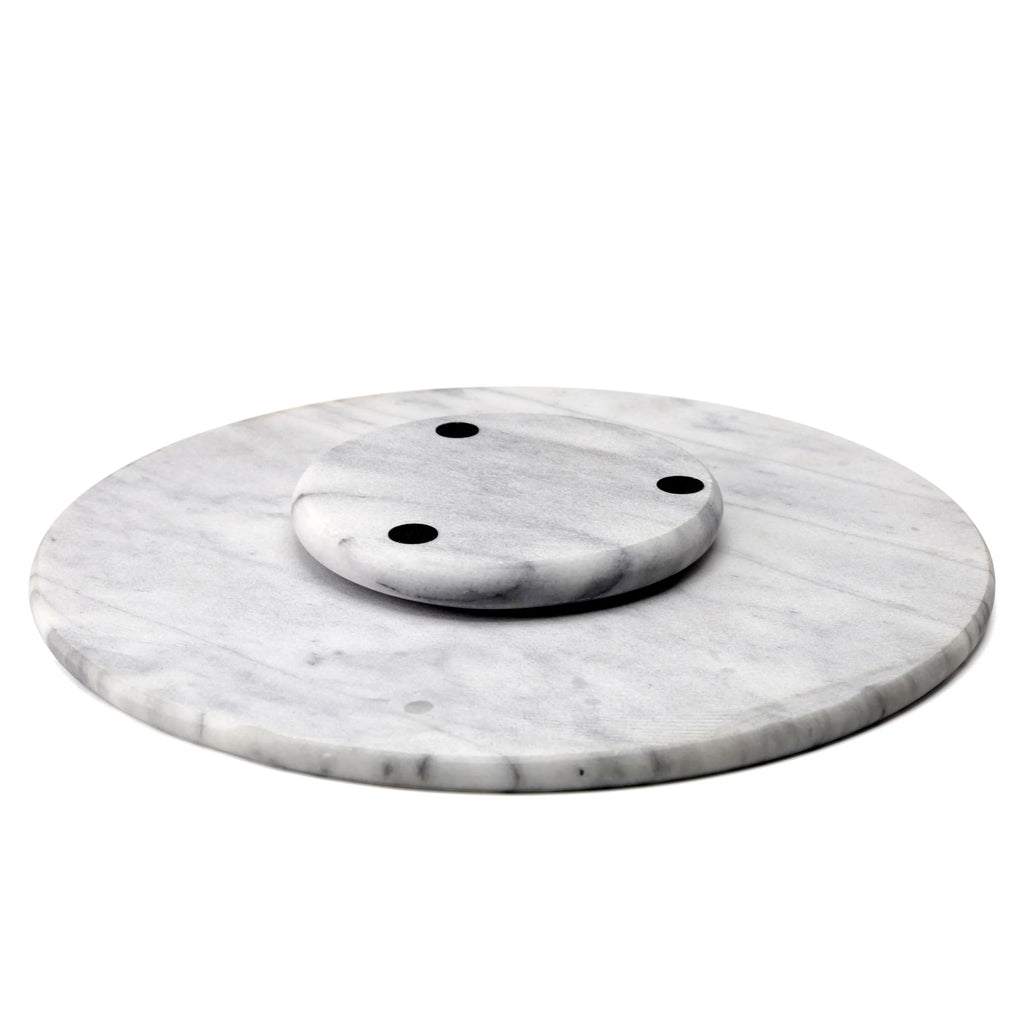 Creative Home White Marble 12" Lazy Susan, Rotating Serving Board