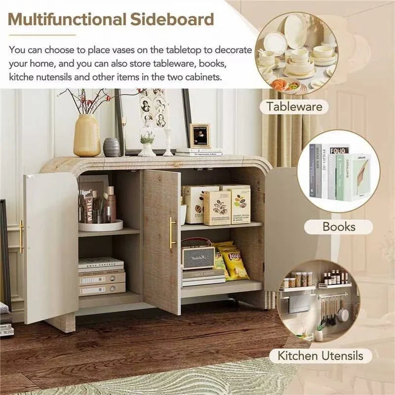47.2''W Sideboard with Gold Handles and Adjustable Dividers - N/A