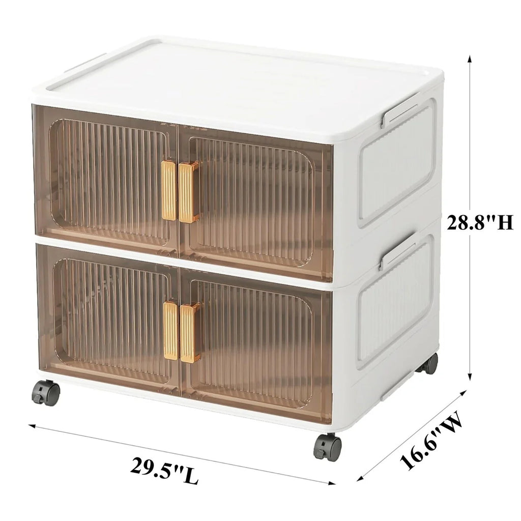 Stackable Closet Organizer Collapsible Storage Bins with Lids Organizer with Wheels for Home, Kitchen, Office
