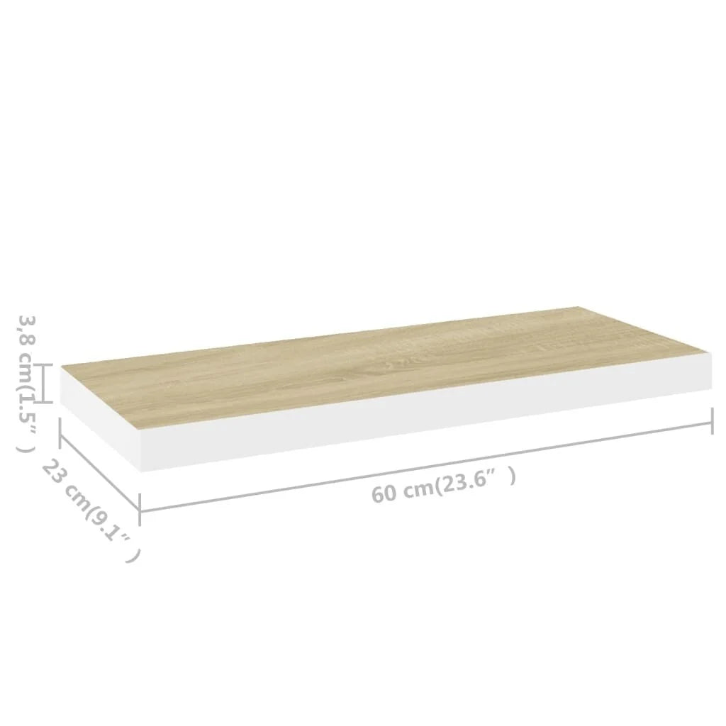 Floating Wall Shelves 2 pcs 23.6"x9.3"x1.5" MDF - 23.6" x 9.3" x 1.5" (L x W x H)