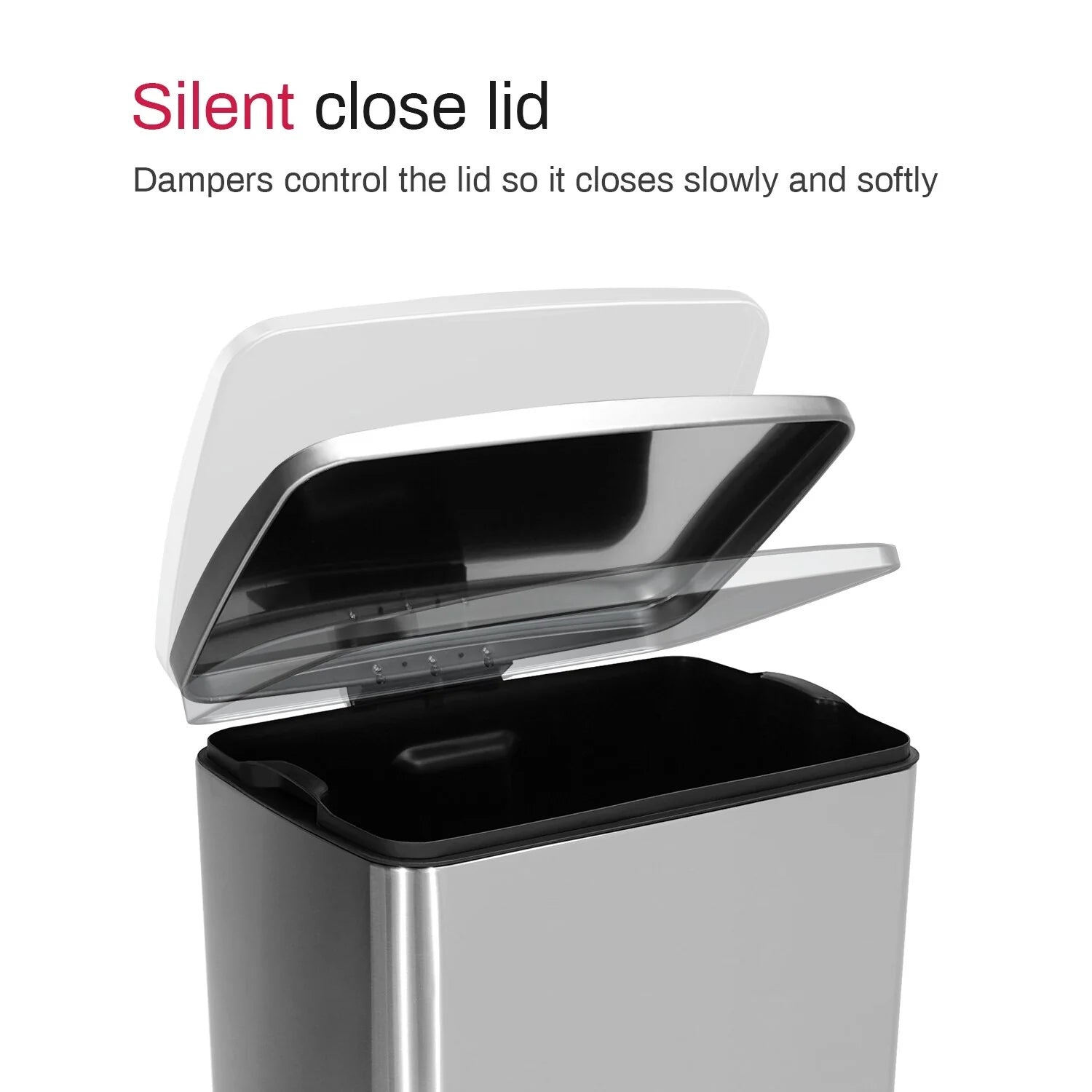 Innovaze 13 Gal./50 Liter Rectangular Stainless Steel Step-on Trash Can for Kitchen
