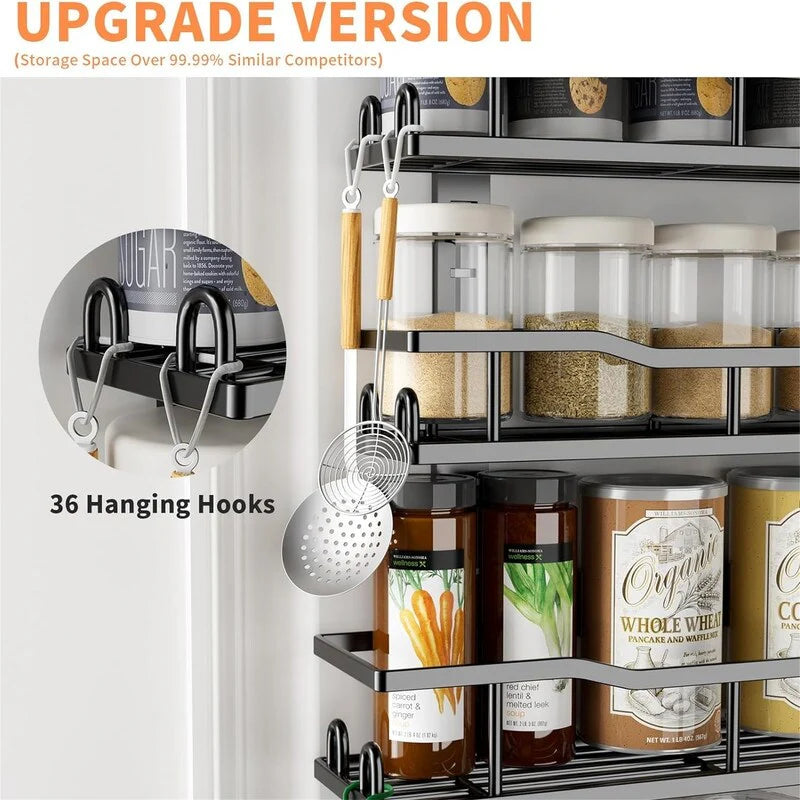 9Tier Over The Door Pantry Organizer Rack Metal Pantry Organization - 6"D x 16"W x 74.8"H