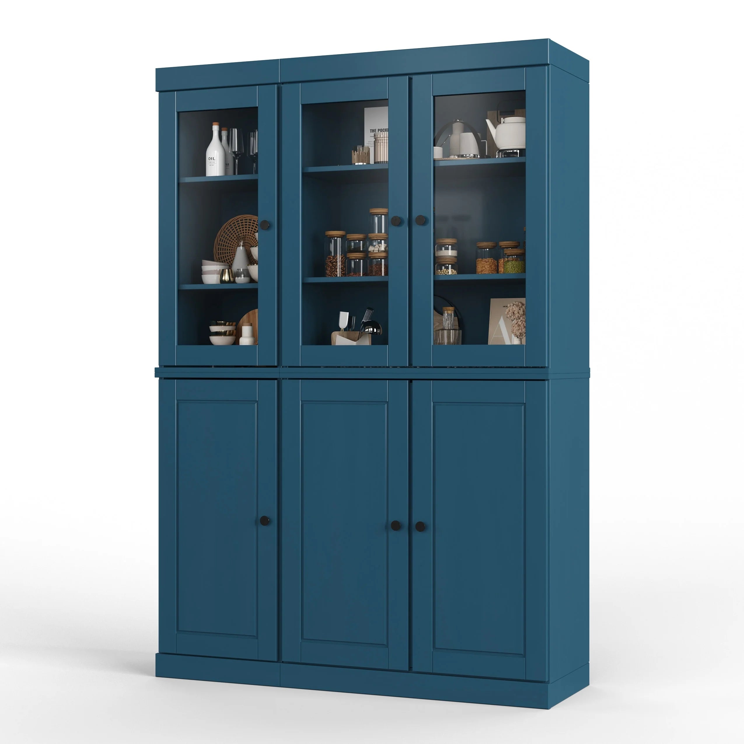 Palace Imports 100% Solid Wood 48.5" China Pantry Cabinet with Solid or Clear Glass Doors and Adjustable Shelves - 48.5" x 71.5"