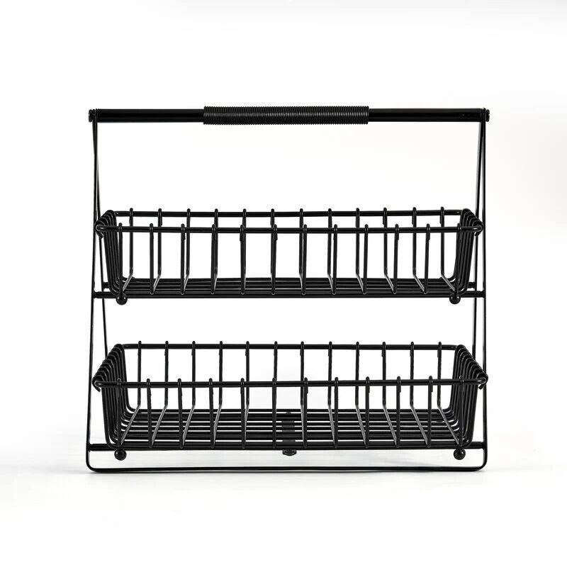 Gourmet Basics by Mikasa Flax 2-Tier Basket, Black/Wire