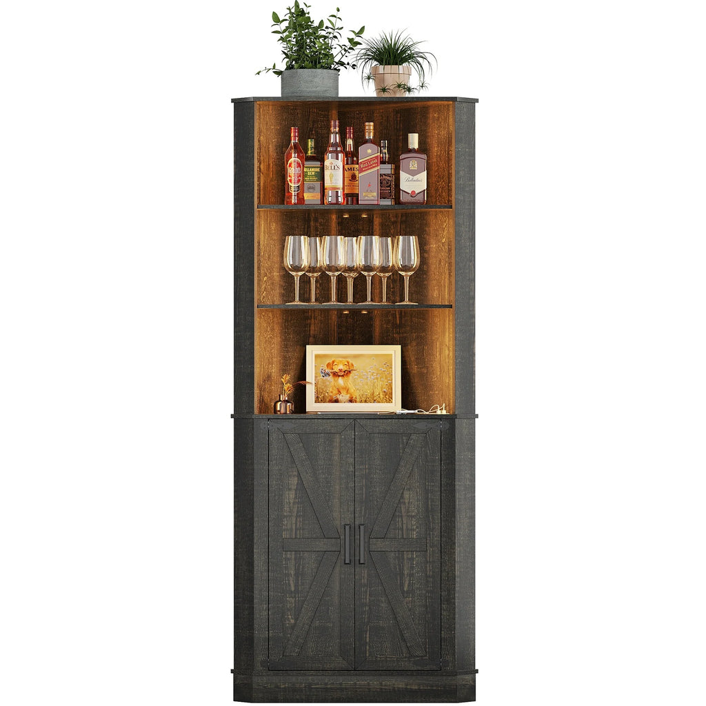 66" Tall Corner Cabinet With Led Light