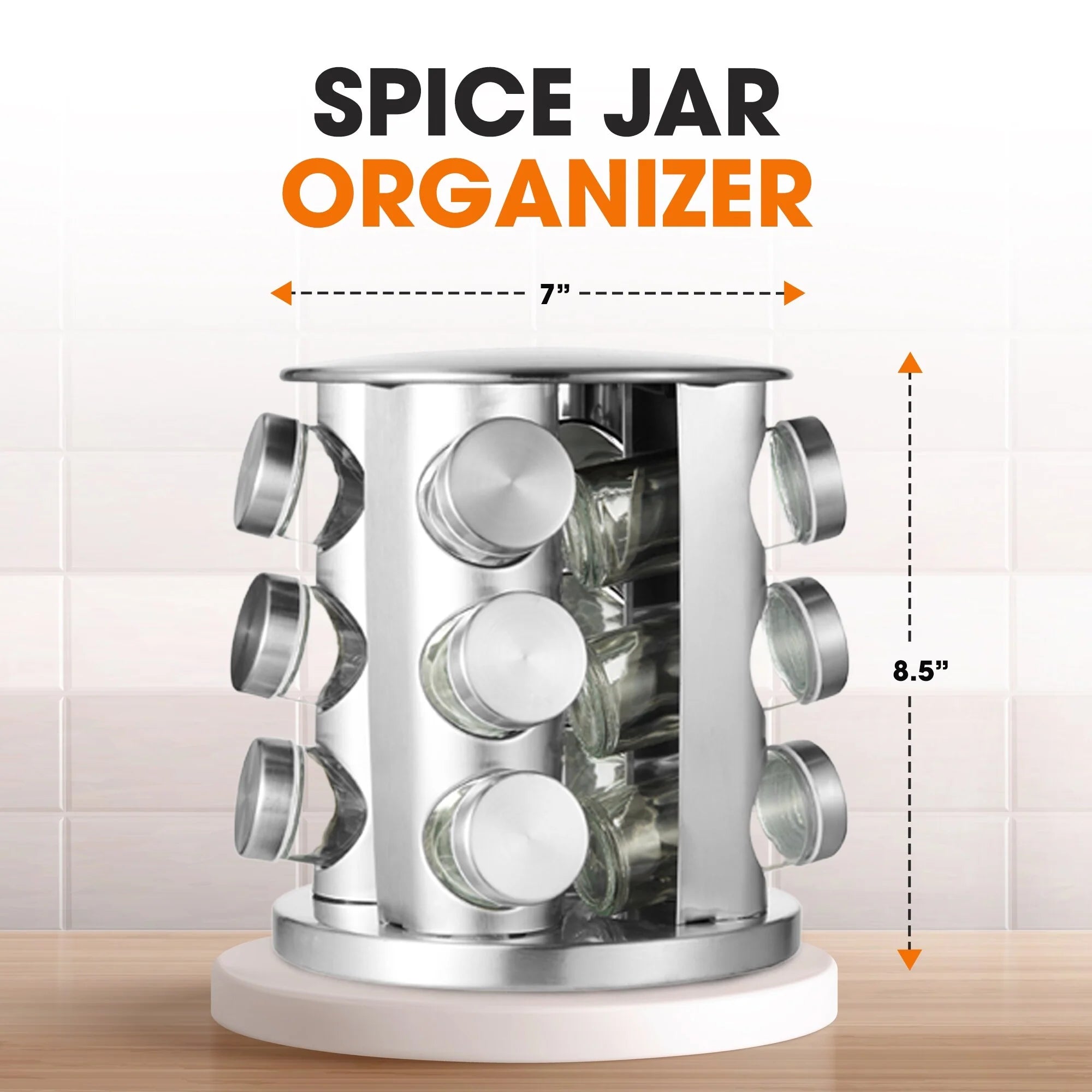 Cheer Collection Rotating Spice Rack with 12 Jars