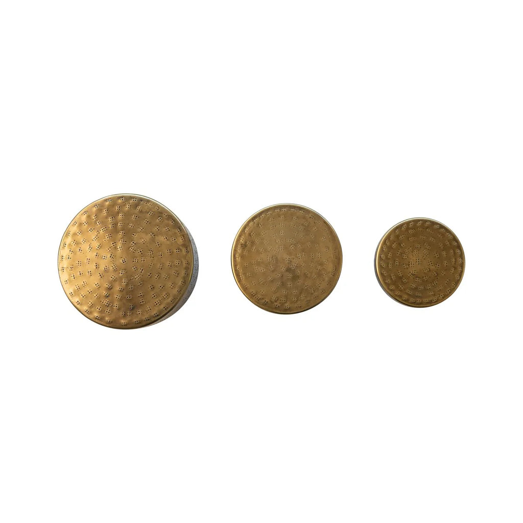 Hammered Debossed Aluminum Containers, Set of 3 - 6.0"L x 6.0"W x 4.0"H