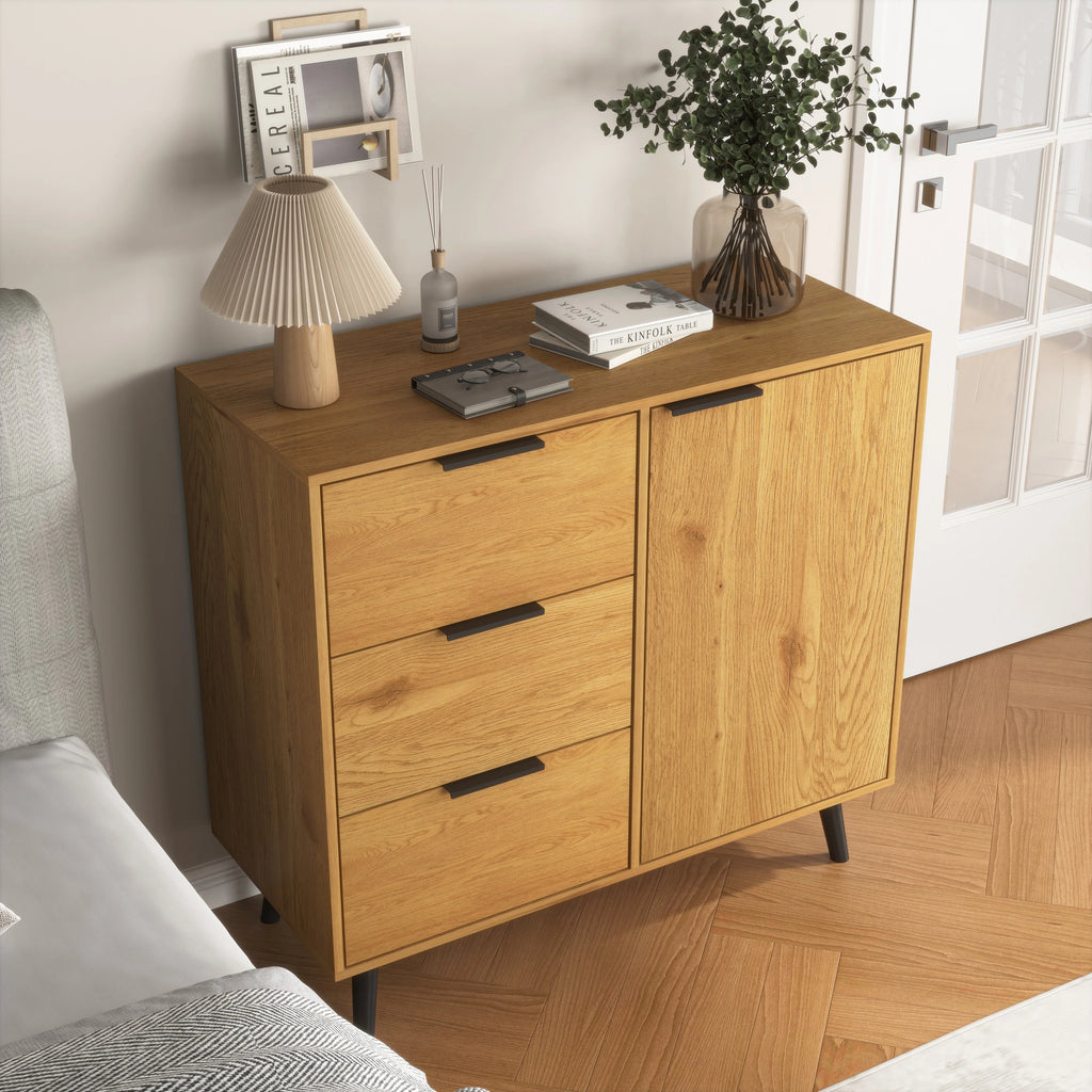 Sideboard Buffet Cabinet with Storage, Wood Coffee Bar Cabinet with Drawers & Doors