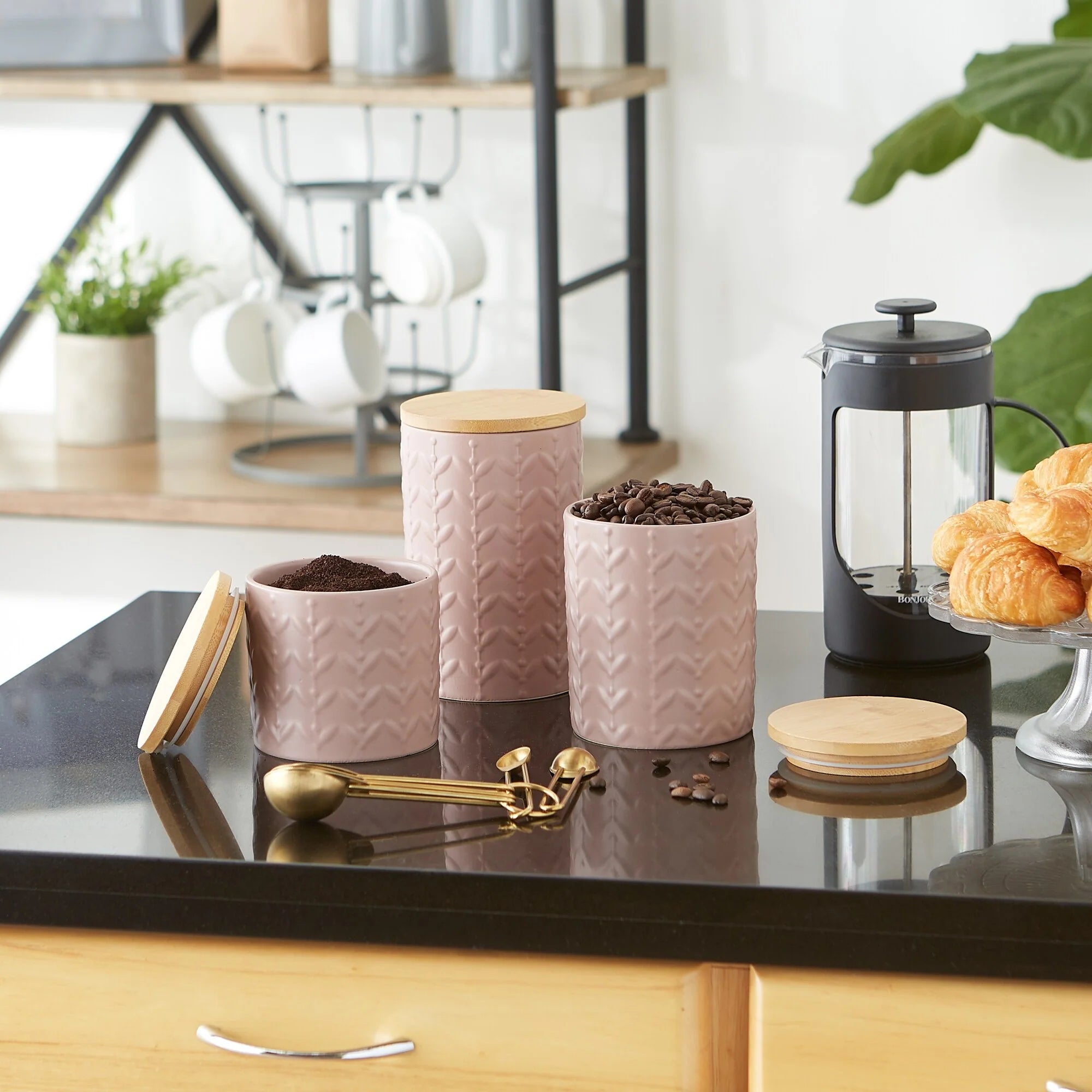 Retro Vine Texture Ceramic Canister (Set of 3)