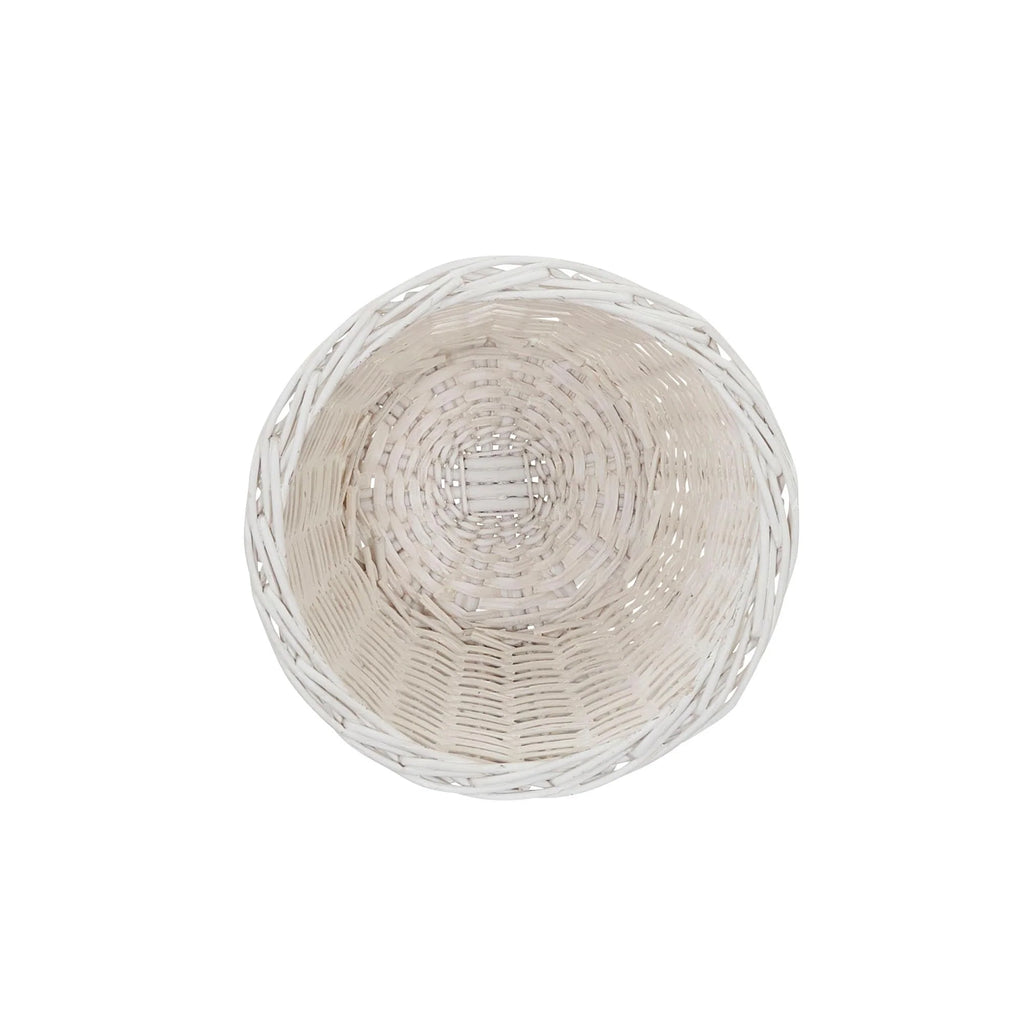 Household Essentials Willow Weave Wicker Waste Basket, White