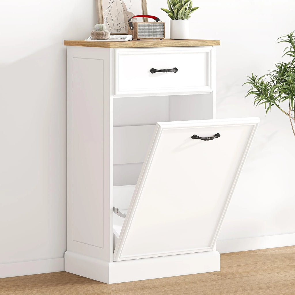 Kitchen Tilt Out Trash Can Cabinet with Drawer