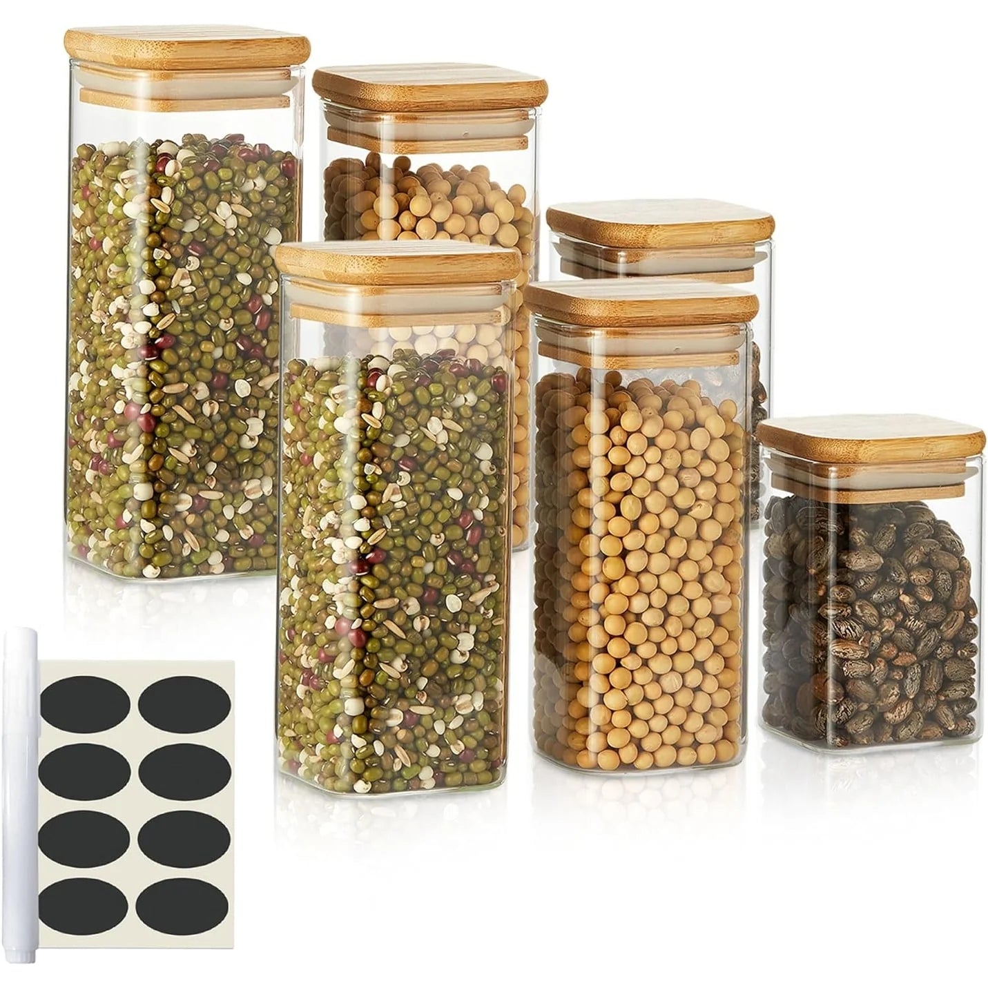 Berkware Mini Glass Jar Set with Bamboo Lids