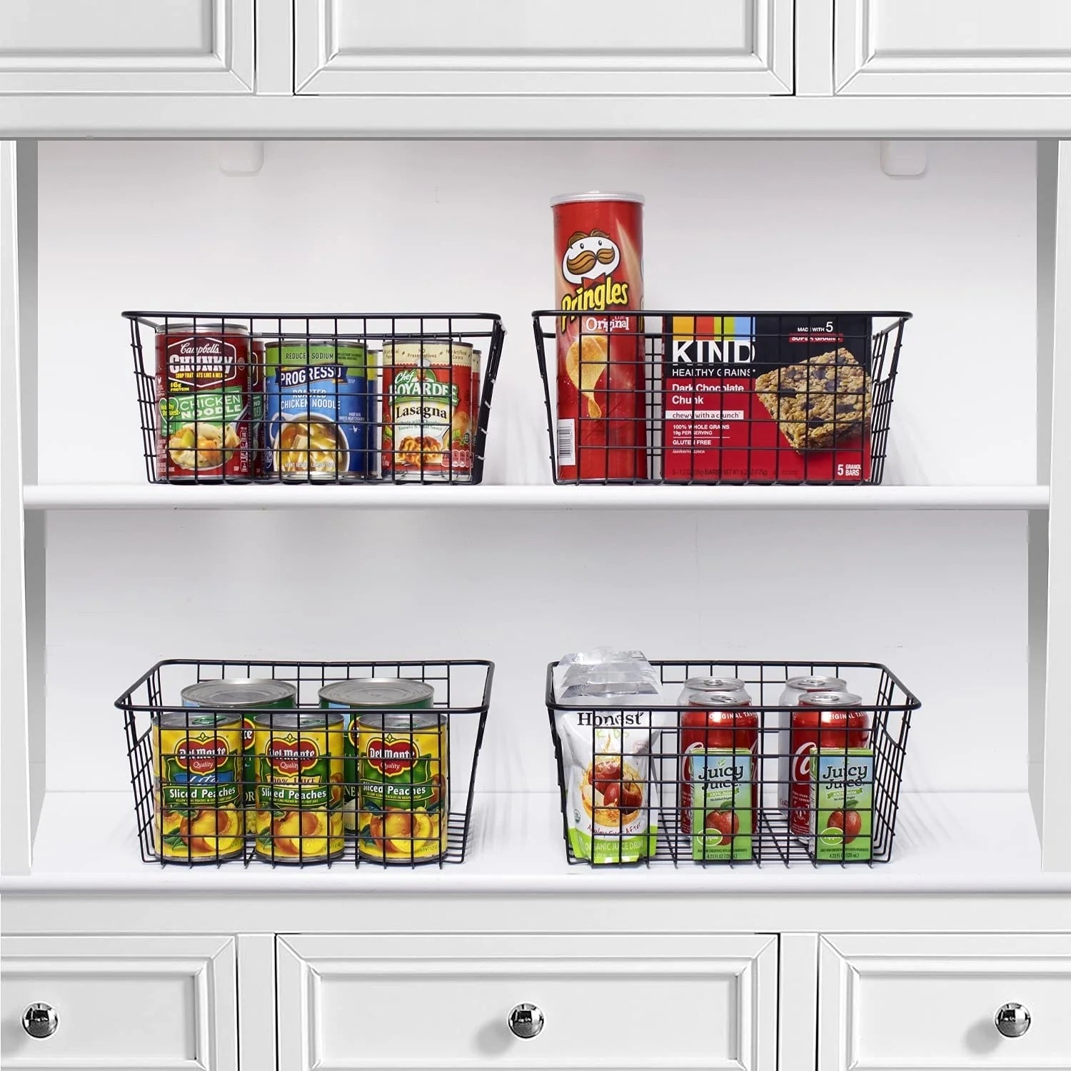 Stackable Baskets Storage Bin Metal Wire Organizers Iron (2-Pack) - 2-Pack