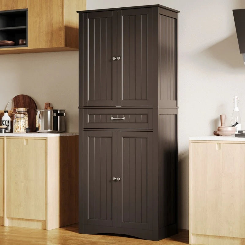 71''Kitchen Pantry Storage Cabinet, Storage Cabinet Buffet, Freestanding Kitchen Storage Cabinet with 4 Adjustable Shelves