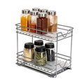 Household Essentials 2-Tier Brushed Nickel Spice Rack Organizer, Sliding Pantry Organizer