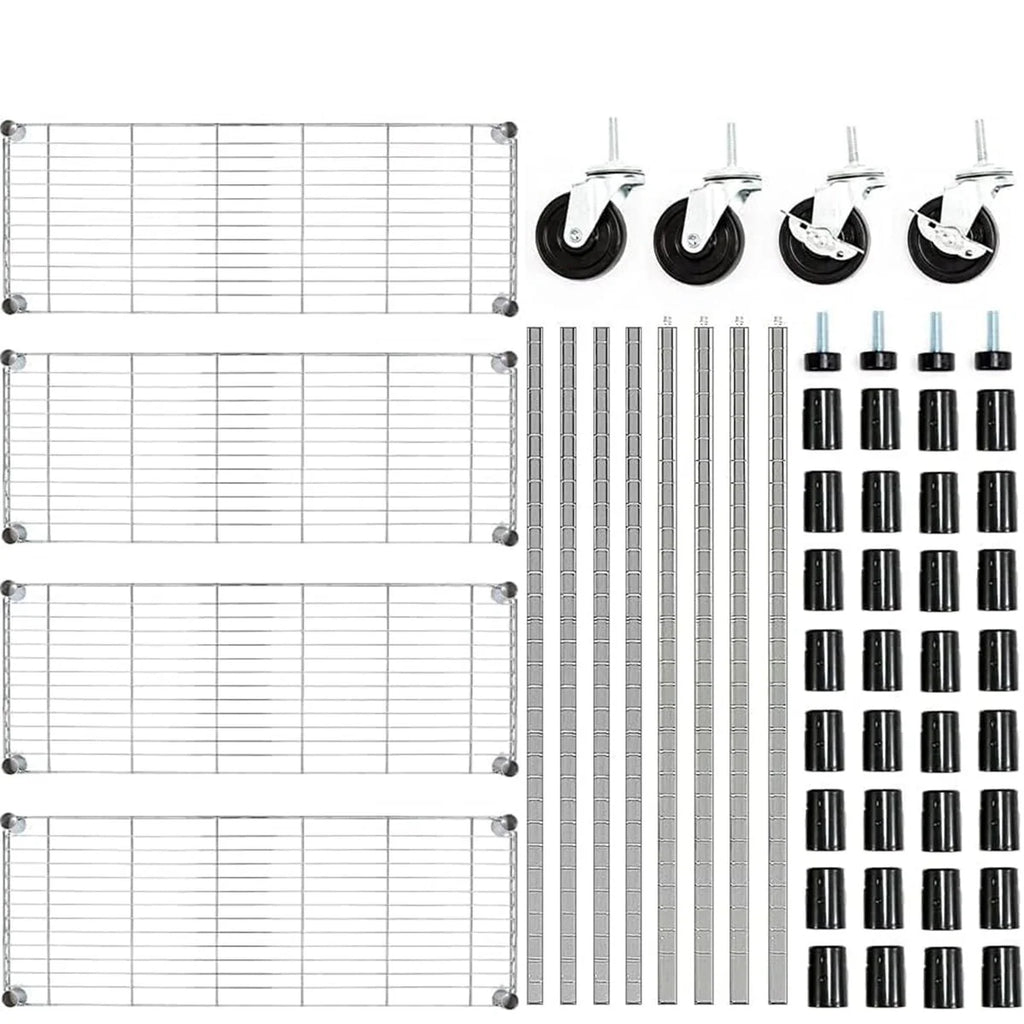 Chrome 4/5-Tier Steel Shelving with Wheels & Liners Heavy-Duty Storage