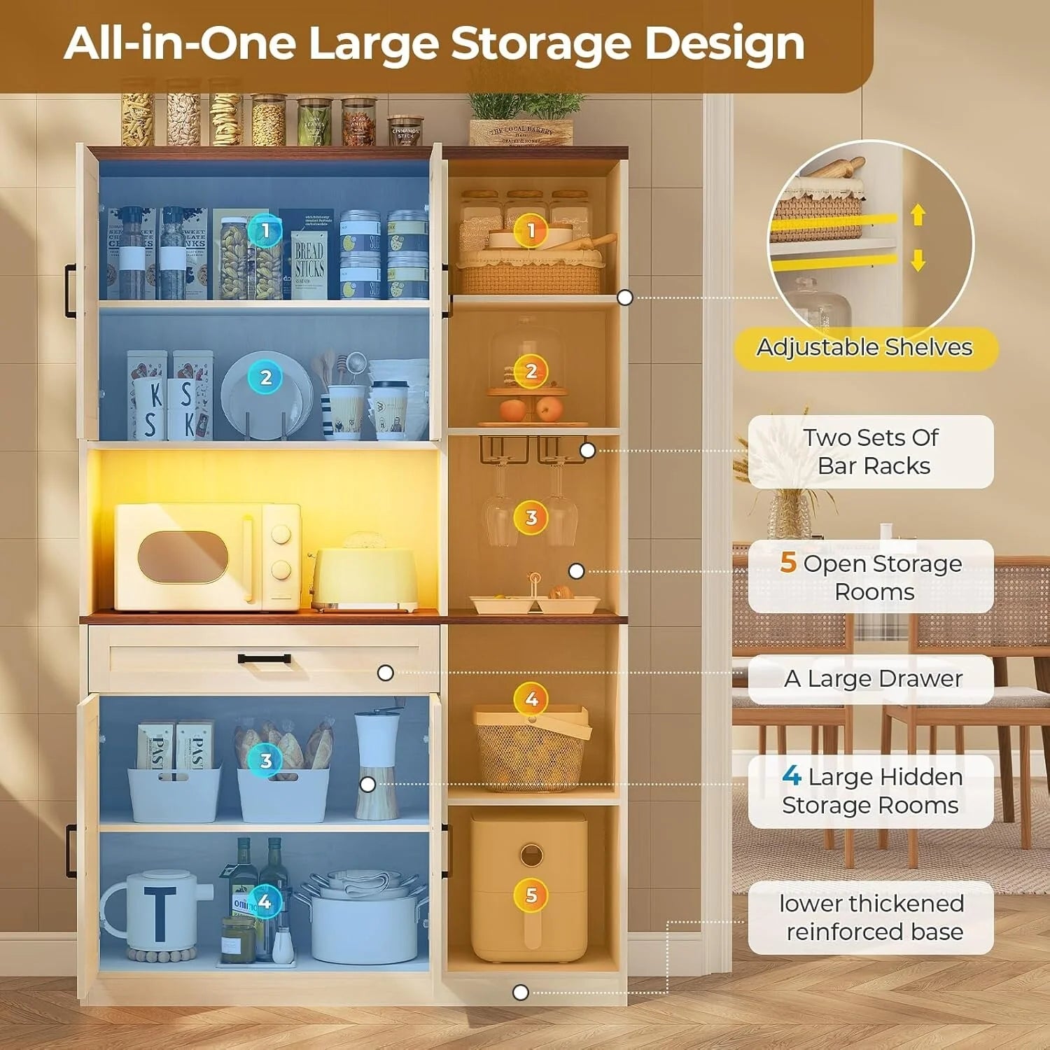 Farmhouse Kitchen Storage Cabinet Pantry Cabinet Home Bar