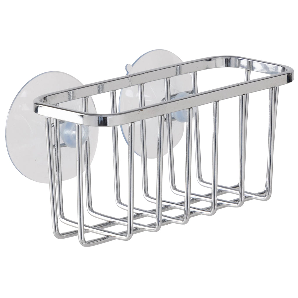 Simply Kitchen Details Silvertone Chrome Iron Suction-mount Sponge Holder - 5.5" x 2.0" x 2.5"