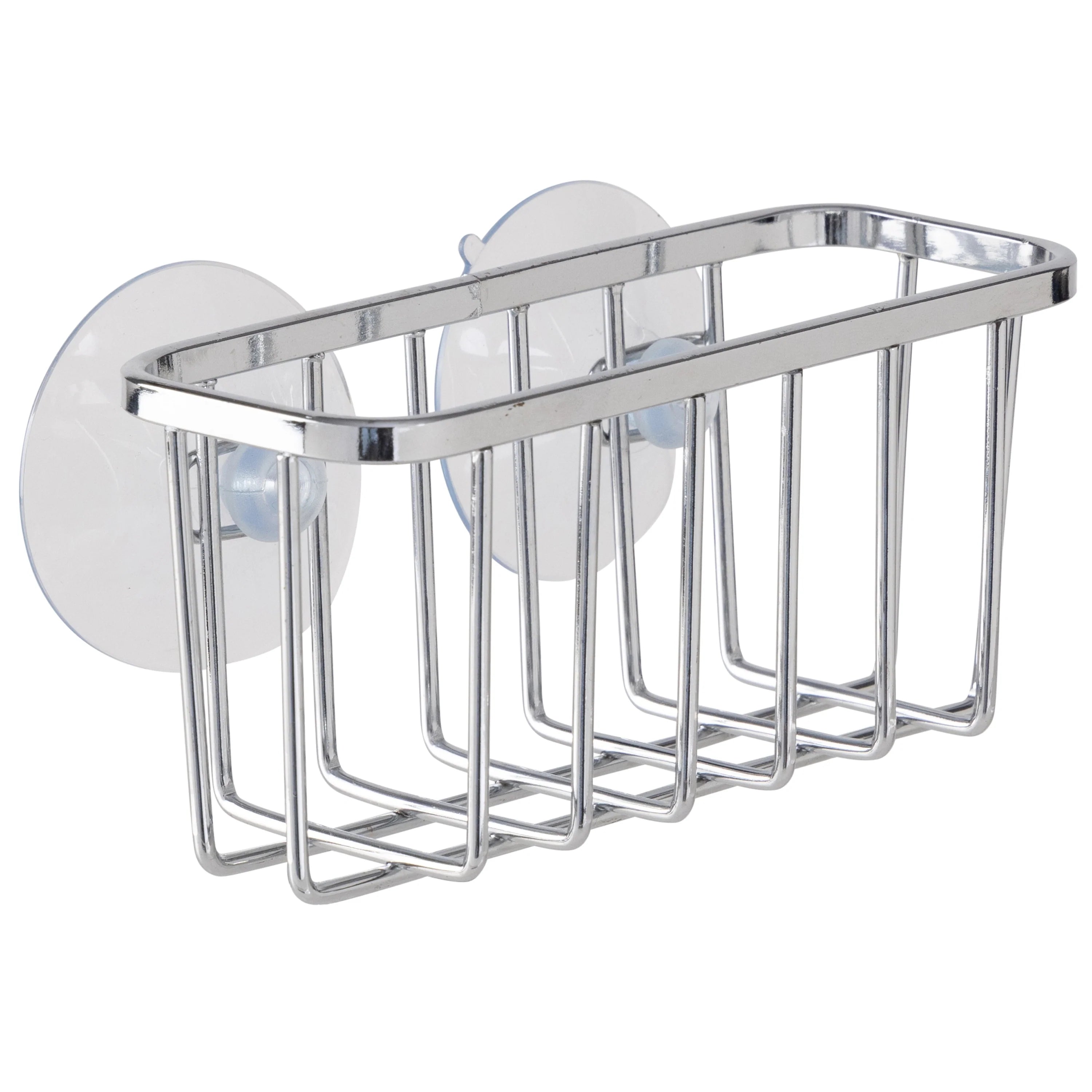 Simply Kitchen Details Silvertone Chrome Iron Suction-mount Sponge Holder - 5.5" x 2.0" x 2.5"
