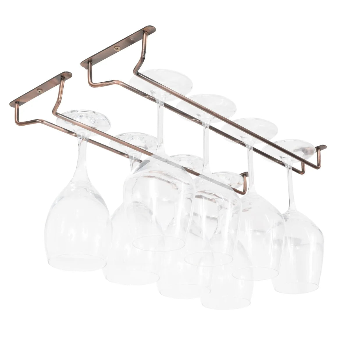Wallniture Brix Stemware Wine Glass Rack Under Cabinet Storage Metal Glass Hanger (Set of 2)