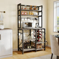 6-Tier Bakers Rack with Power Outlets Coffee Bar Station with Wine Glass Holder and Microwave Oven Stand
