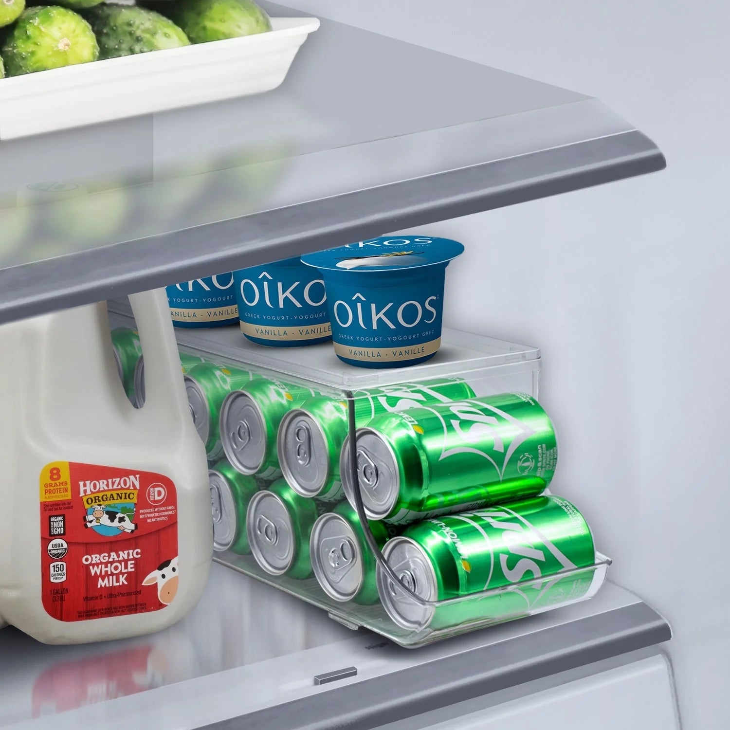 Sorbus Soda Can Organizer for Refrigerator Can Holder with Lid, Holds 12 Cans, BPA-Free, Clear Design
