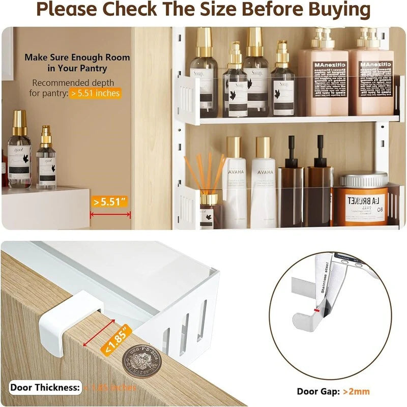 6Tier Over the Door Pantry Organizer with Sturdy Metal Shelves - 5.51"D x 16.54"W x 47.24"H